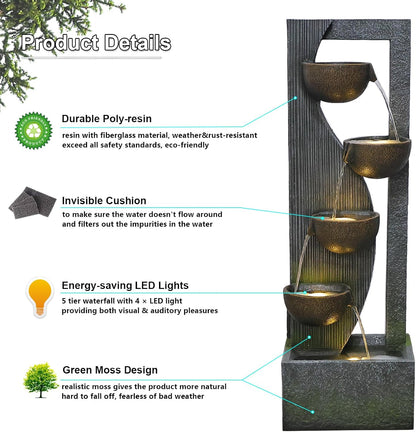 Sunlinua Modern Indoor Tabletop Water Fountain for Office Decor