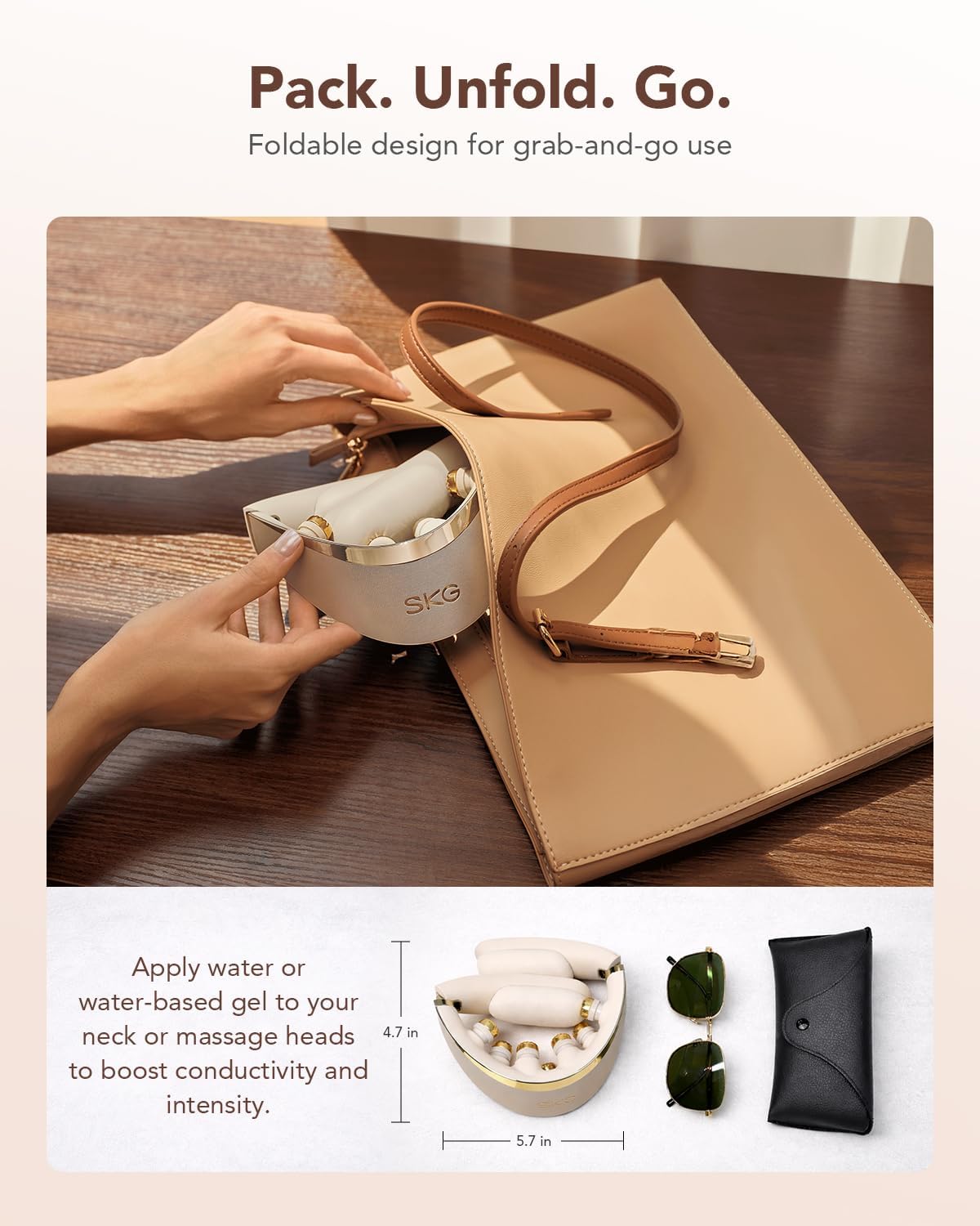 SKG G7 Pro Fold Neck Massager for Strain Relief Deep Tissue with Heat and Vibration Cordless Travel Massager, Father's Day Dad Gifts Foldable Neck Massager for Office Home Car Travel