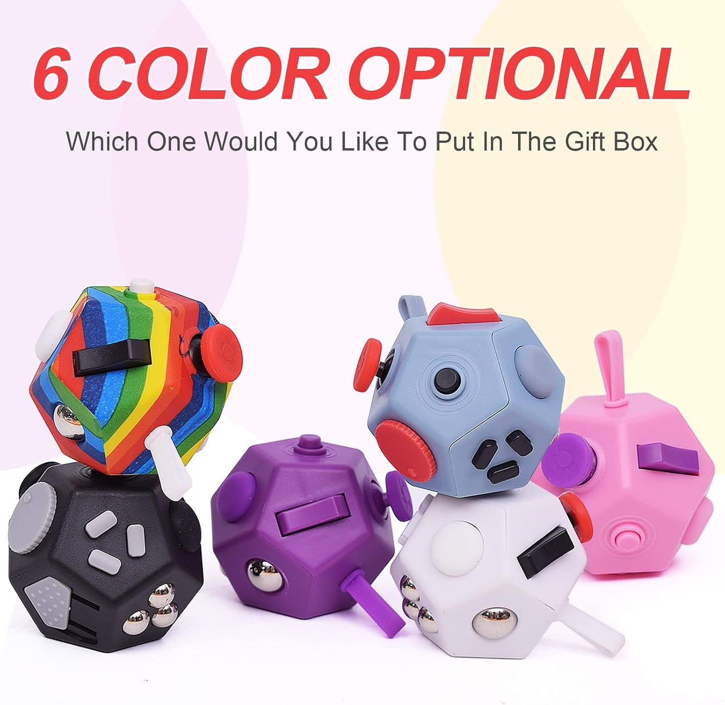 UOOEFUN Small Fidget Toys,12 Sided Fidget Toys,Mini Cube Toys Relief Stress,Autism and Anxiety Depression Anti for Kids Adults Improve Focus (Grey)