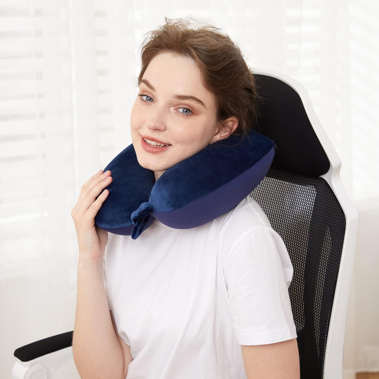 TALLGO Travel Pillow, Best Memory Foam Neck Pillow Head Support Soft Pillow for Sleeping Rest, Airplane Car & Home Use (Black)