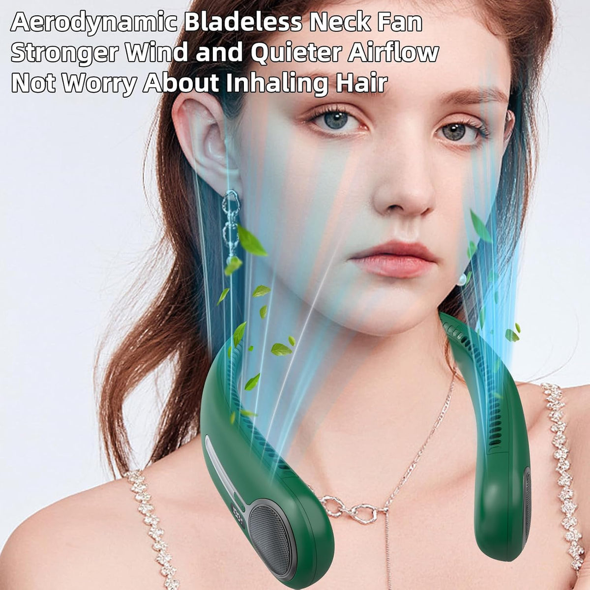 Portable Neck Fan, Personal Wearable Bladeless Fan, 6000mAh USB Rechargeable, 360° Airflow, LED Display, 4-Speeds, Hands Free Fan for Outdoor Indoor, Birthday Gifts for Men Women Dad Mom (Black)