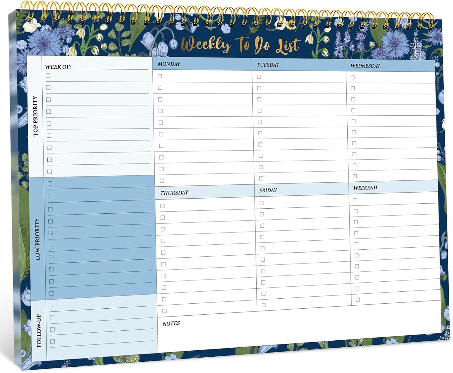 Taja Weekly To Do List Notepad, Undated Weekly Planner Pad, 8.5" x 11"