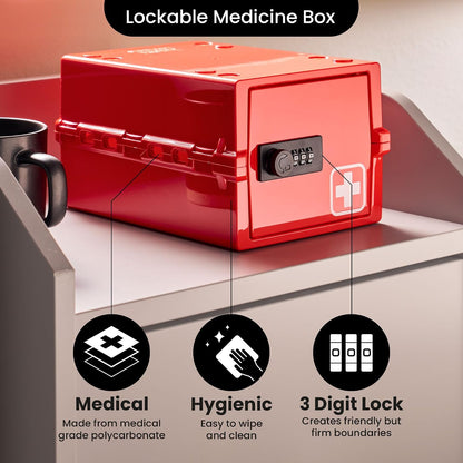 Lockabox Mini™ | Small Lock Box with Combination Lock (Half Letter Sized) | Mini Lockable Box for Small Medicines, Snacks & Mobile Phones | External Size 8.8 x 6.1 x 4.7 Inches (Crystal)
