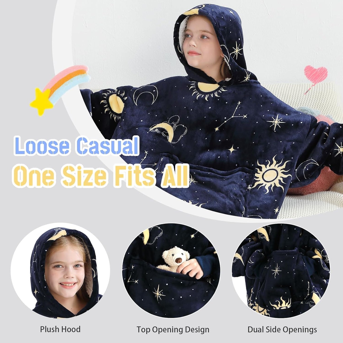 Aemilas Wearable Blanket Hoodie - Warm Sherpa Blanket Sweatshirt as Gifts for Adult Women Mom Men, One Size Fits All
