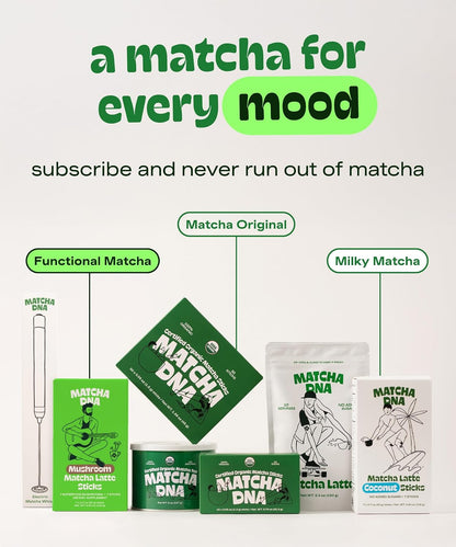 MatchaDNA Matcha Powder Sticks 7 Pack (20g Each) – Sweetened with Milk, No Sugar Added – Organic Matcha Powder Green Tea Latte Mix for Hot or Iced Drinks – Organic Macha Tea, Smooth Energy Boost