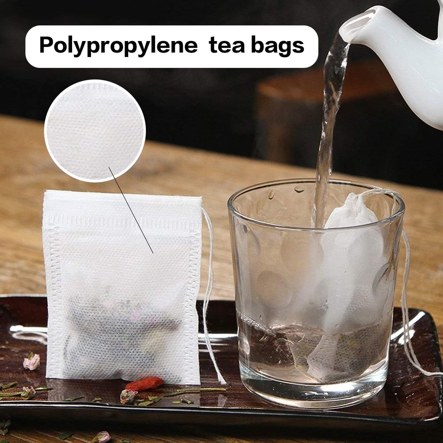 300Pcs Disposable Tea Bags for Loose Leaf Tea, Empty Tea Bags for Loose Tea, 100% Natural Wood Pulp Paper Material, Unbleached Tea Filter Bags with Drawstring
