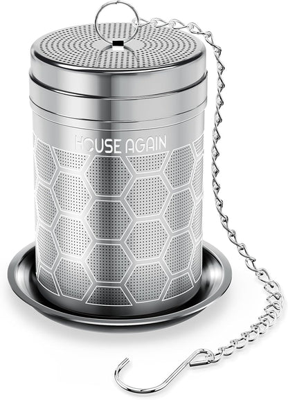 House Again Large Tea Infusers, Extra Fine Mesh Tea Strainers for Loose Tea, Slim Threaded Lid & 304 Stainless Steel, Filter Bags Diffusers, Loose Leaf Tea Steeper for Brew Tea Spices & Seasonings