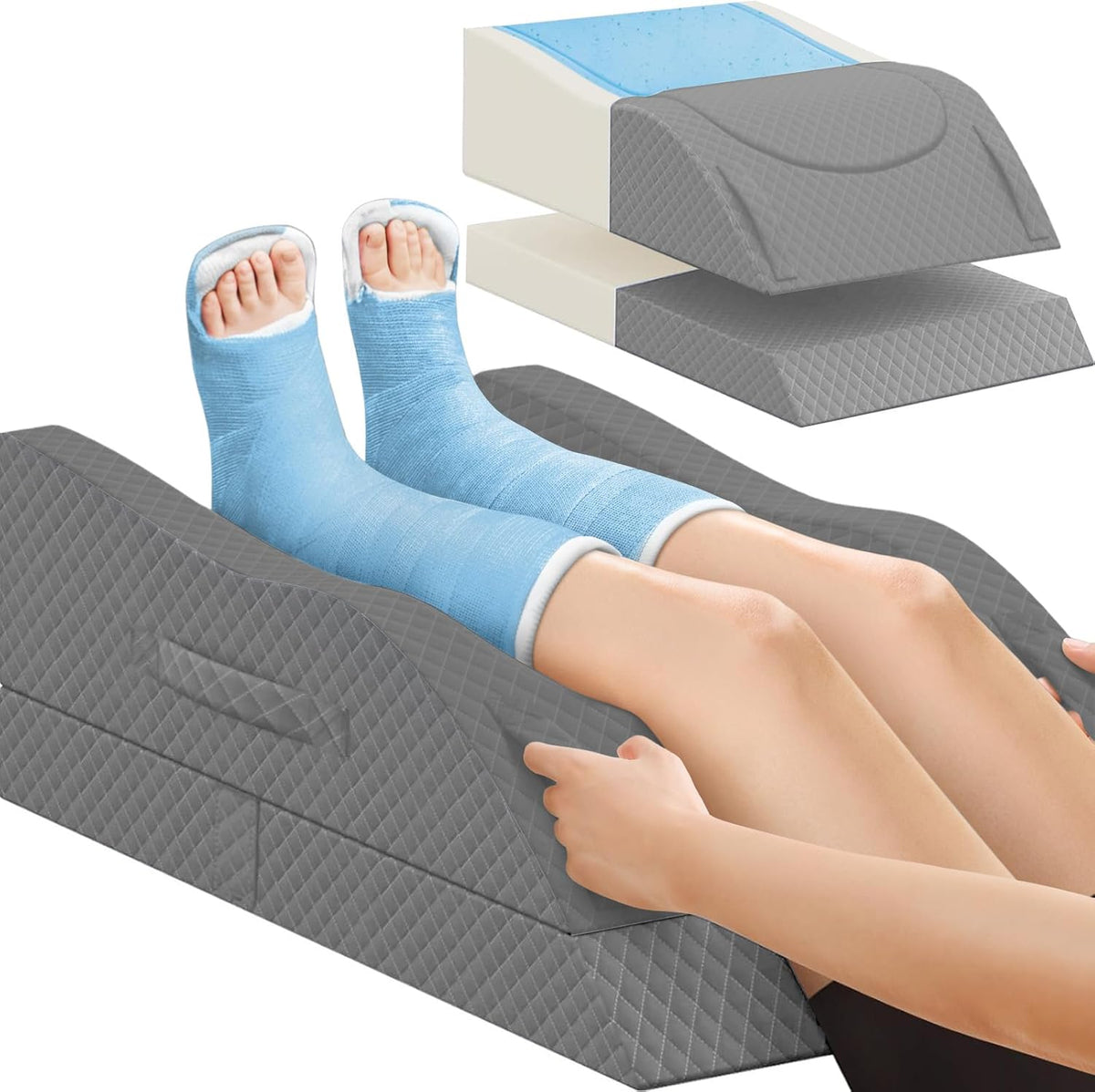 TranquilRelax Leg Elevation Pillows for After Surgery, Wedge Pillow, Grey