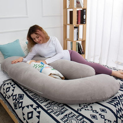 60 Inch Pregnancy Pillow for Sleeping, Extra Large U Shaped Body Pillow, Maternity Pillow for Pregnant Women with Velvet Cover (Dark Grey)