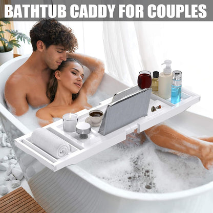 Expandable Bamboo Bathtub Caddy Tray for Luxury Bath