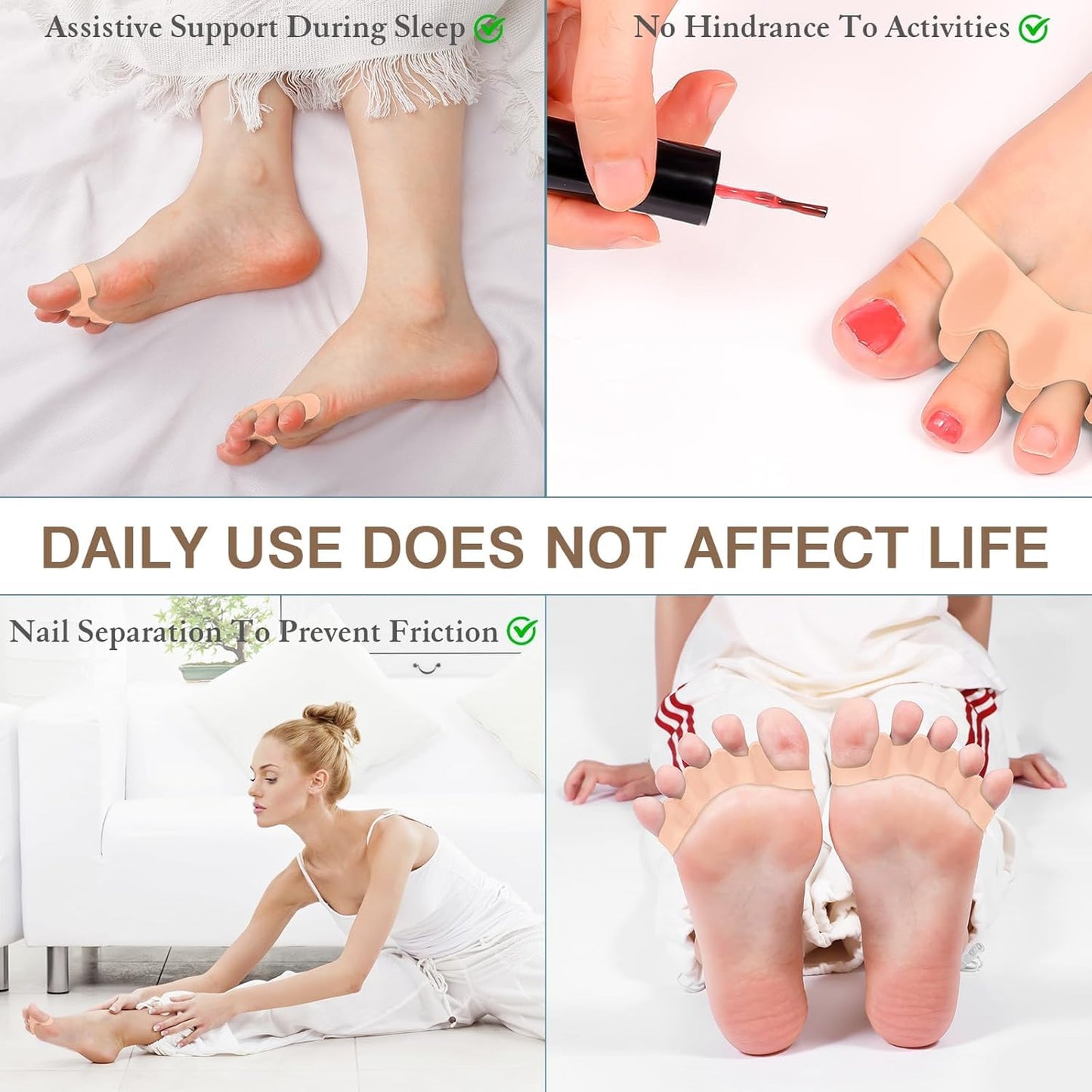 2PCS Toe Spacers for Women and Men, Toe Separators for Pedicure, Bunion Corrector, Hammer Toe Straightener, Plantar Fasciitis, Toe Spreaders for Foot Pain Relief and Foot Health. (2, Black)