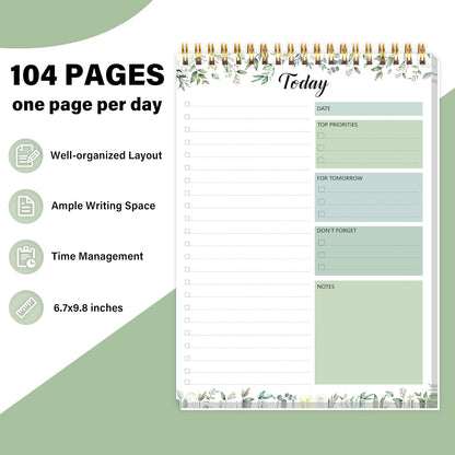 KMQOY To Do List Notepad, Daily Checklist Planner, 6.7" x 9.8", 104 Pages