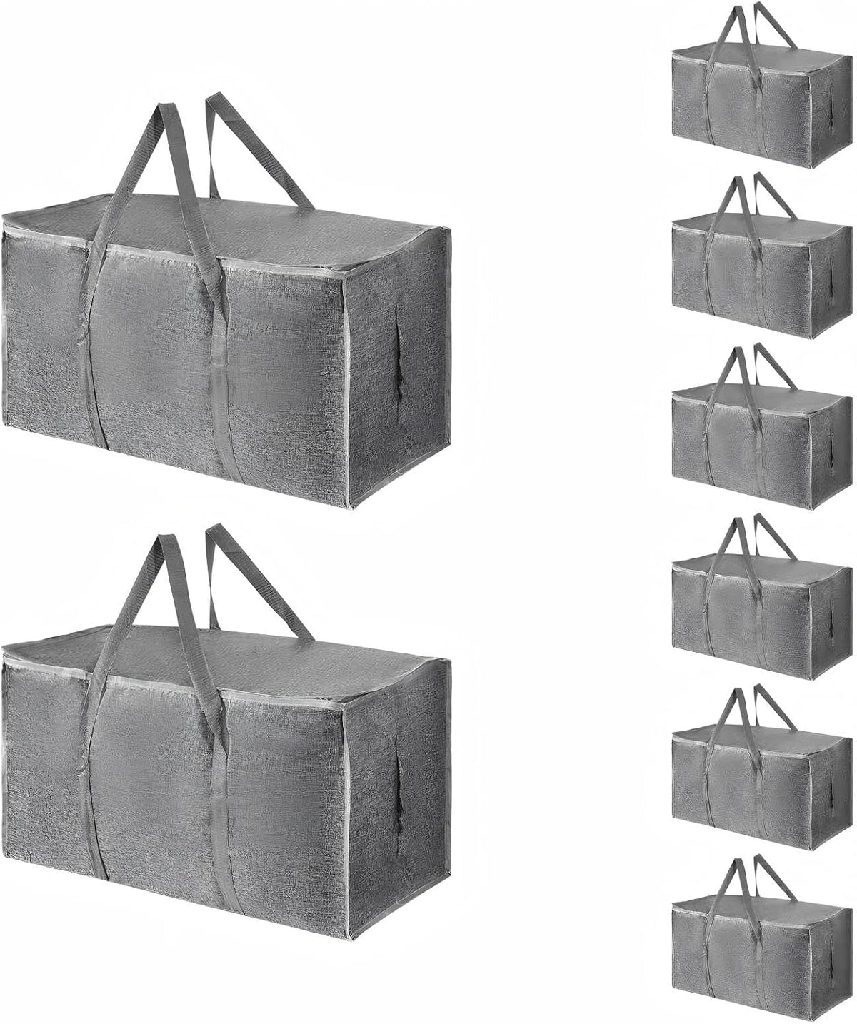 Moving Bags Extra Large - Heavy Duty Storage Totes with Wrap-Around Handles & Reinforced Zippers - Foldable Moving Box Alternative, Water-Resistant for Dorm, Closet & Under Bed Storage (Clear)