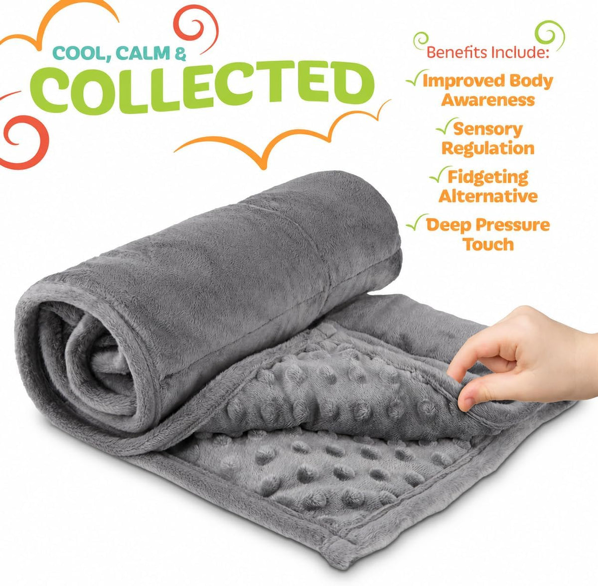Kidaddle 5lb Weighted Blanket for Kids (Blue) 19x22 Inch, Plush Minky Weighted Lap Pad with Travel Bag for Ages 4+