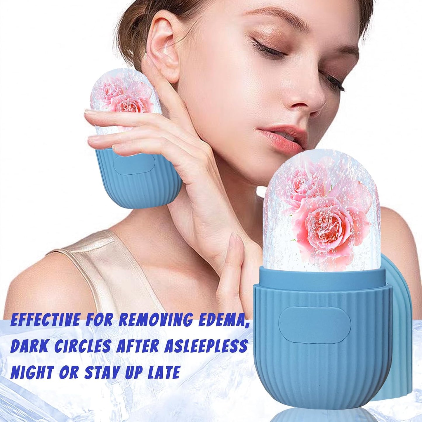 Joyeee Ice Face Roller, Reusable Silicone Mold Face Massage Eye Facial Beauty Skin Care Tools Apply Ice for Shrink Pores Anti Wrinkle Reduce Puffiness Improve Skin Elasticity, Striped
