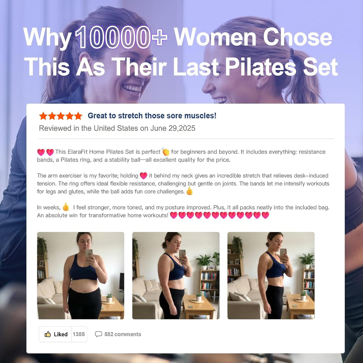 Home Pilates Ring and Ball Set for Women with 5 Resistance Bands 13 inch Magic Circle Workout Starter Kit for Beginners Full Body Toning 15 Min Daily Routine