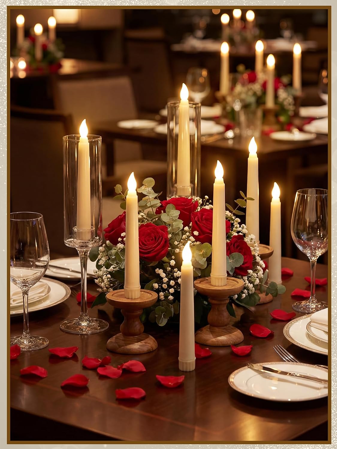 Treela 24 Pcs Flameless Taper Candles Battery Operated Bulk Fake Candles Light LED Candle Sticks Flickering Tapered for Easter Wedding Anniversary Decoration(Basic,11 Inch,Ivory)
