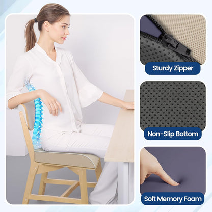 SweetSlubr Seat Cushion for Tailbone Pain Relief, Office Chair Cushion, Chair Pad, Memory Foam Large Cushion with Non-Slip Cover for Soft Support at Office Chair, Car Seat, Airplane, Black/Large