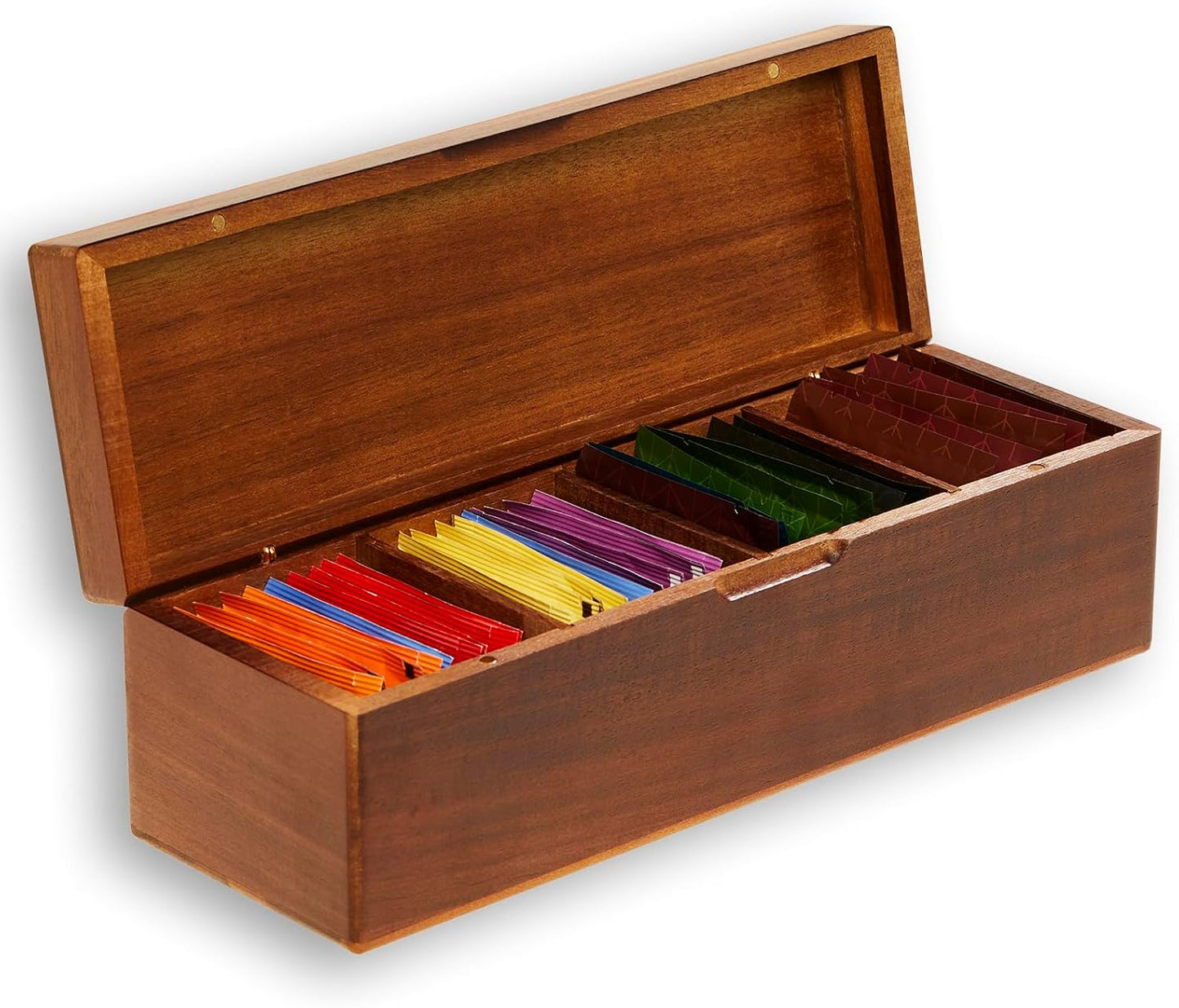 SEVENY Wooden Tea Bag Organizer Box with 4 Compartments