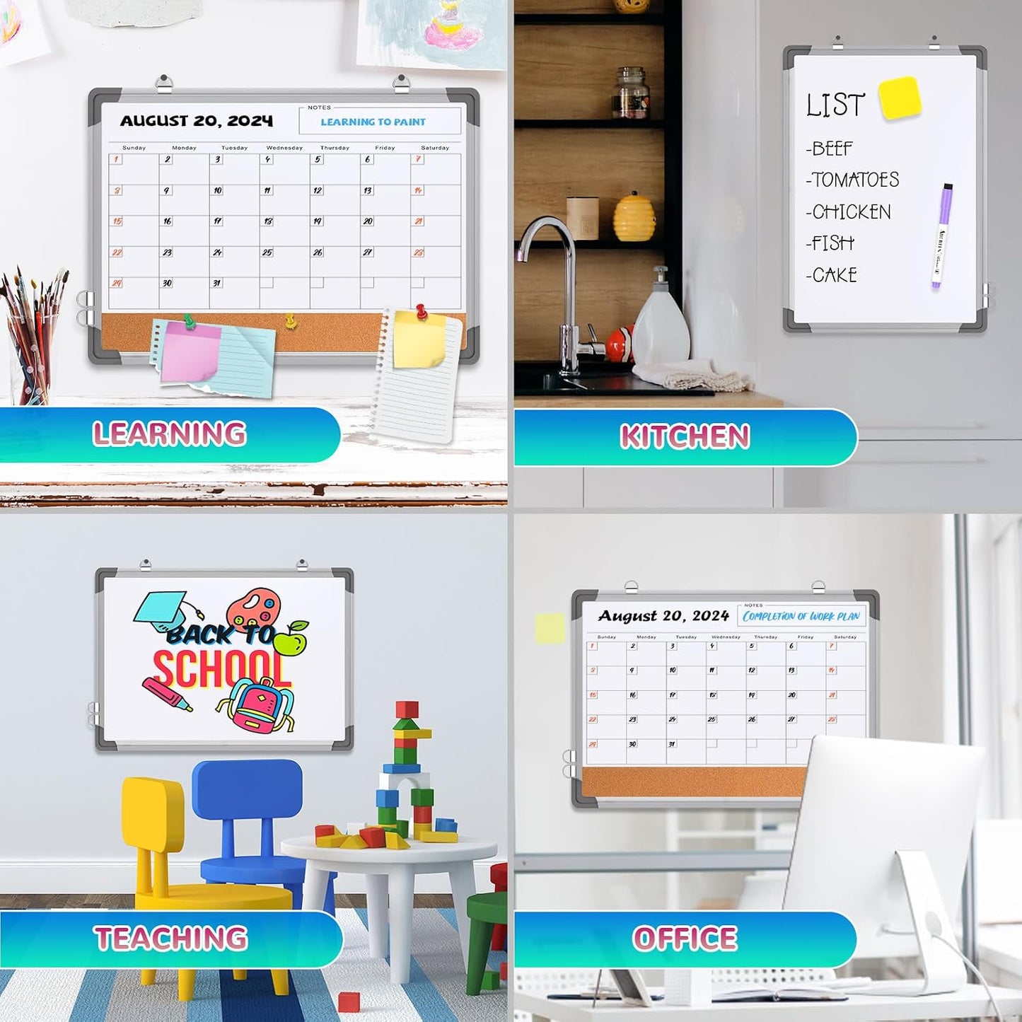 Weekly Calendar Whiteboard for Wall, 16x12 Inches Dry Erase Board, Small Magnetic White Board, Double-Sided Hanging Board for Office School Home Kitchen, Portable Board for Drawing Planning To Do List