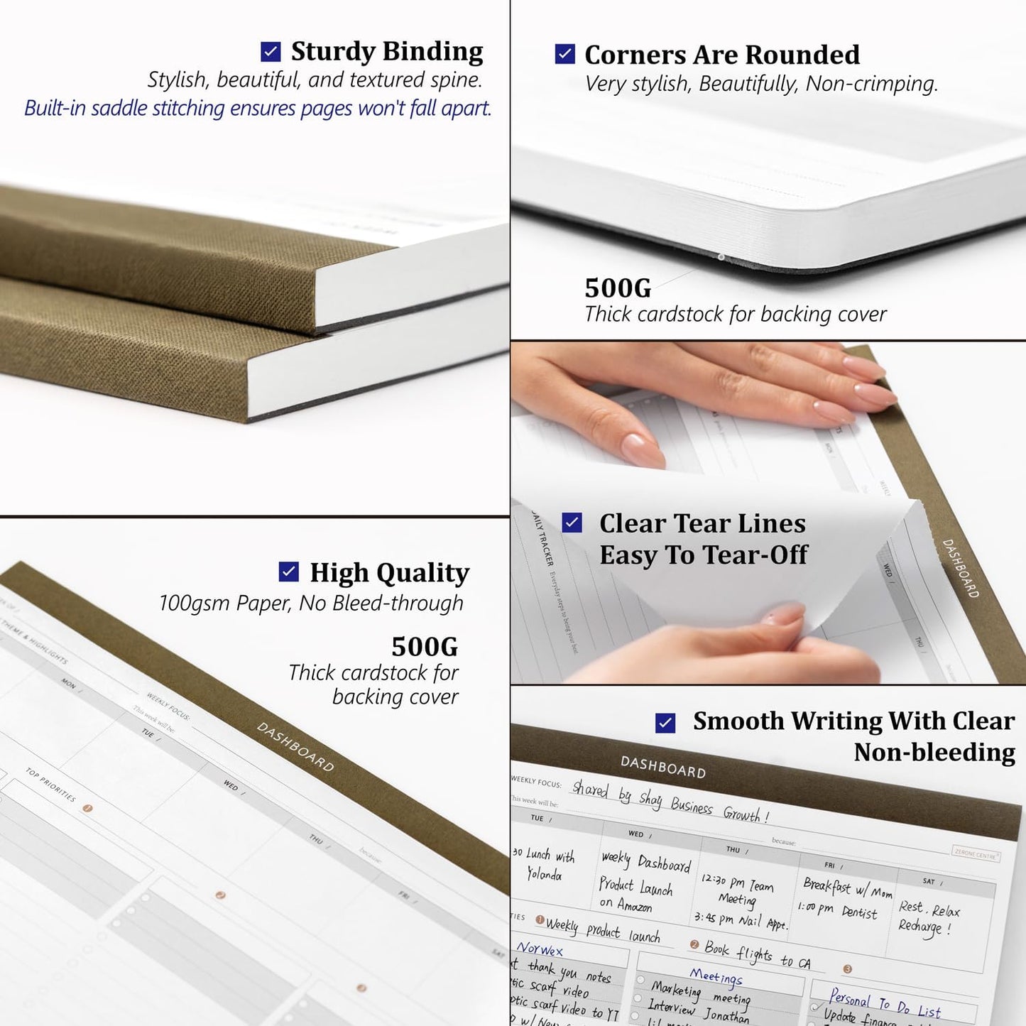 Dashboard Weekly Planner Desk Pad w/Daily Habit Tracker for Work & Study