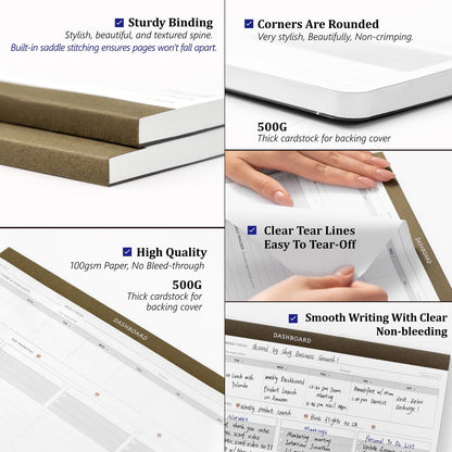 Dashboard Weekly Planner Desk Pad w/Daily Habit Tracker for Work & Study