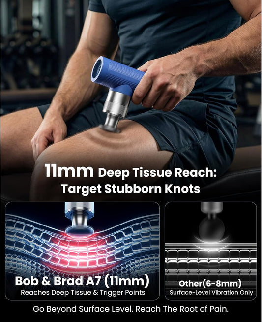 BOB AND BRAD A7 Massage Gun, 11mm Deep Tissue Percussion, Metal Head