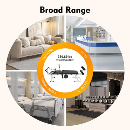 Bepritm Traction Bed Folding Massage Bed Table Cervical, Versatile Neck Stretcher Taction Devices for Home Use, Back Stretch Bench Lumbar Traction Device w/Base&Safety Belt&Adjustable Length