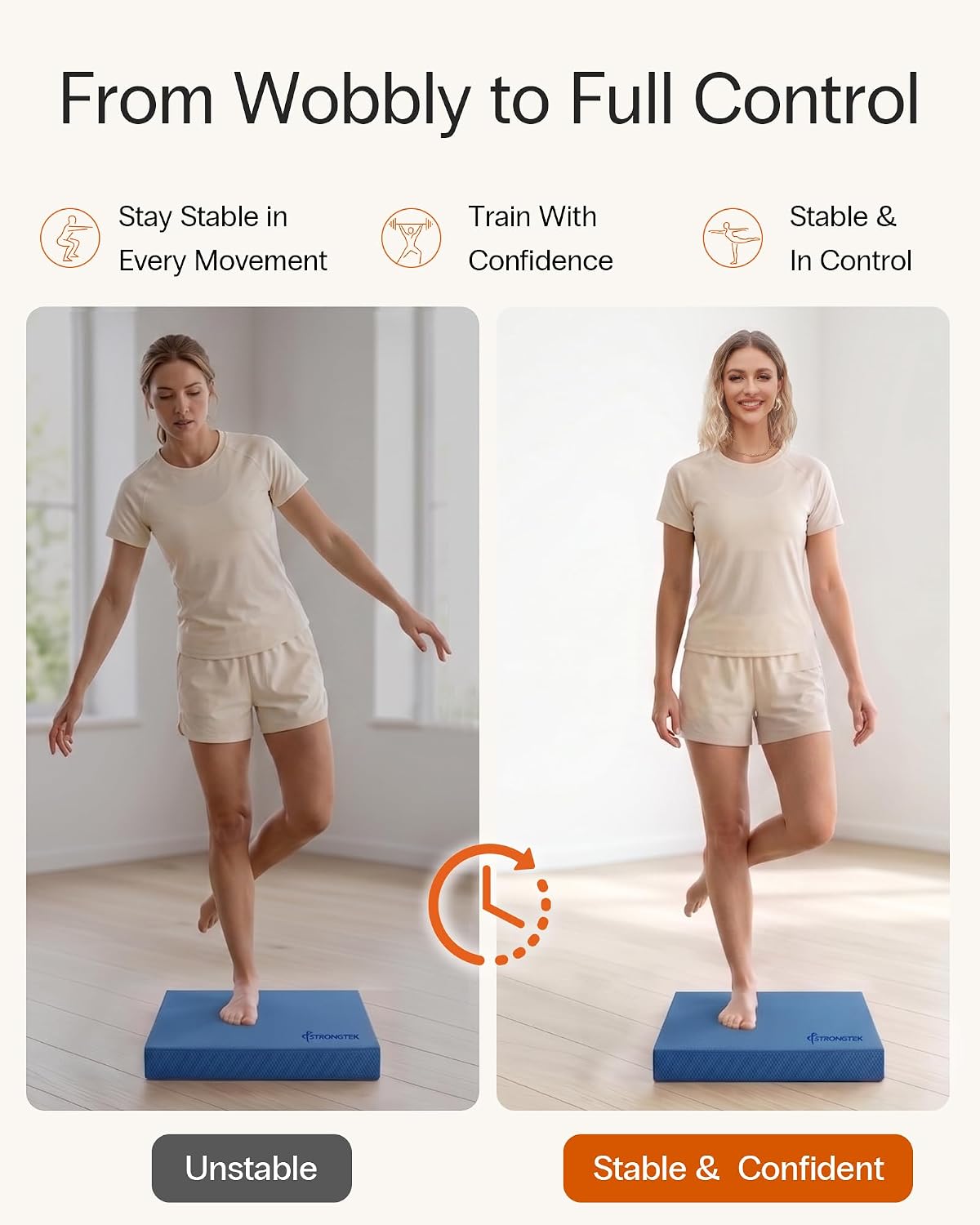 StrongTek Professional Foam Exercise Balance Pad - 15.8" x 13" x 2", High-Density TPE Foam Knee Pad, Non-Slip & Water-Resistant, for Balance Training, Physical Therapy, Yoga, and More