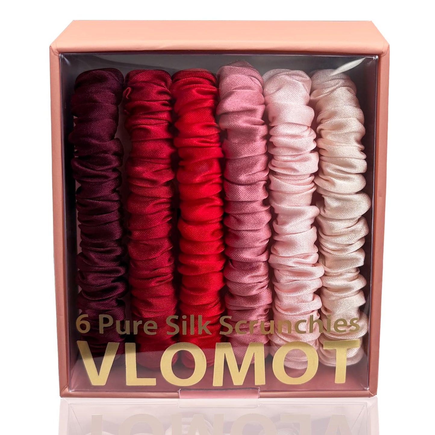 VLOMOT 6 Pcs Set 100% Pure Mulberry Silk Hair Scrunchies - 6 Chic Colors Everyday Skinny Scrunchies Silk Ponytail Holders - No Damage (Purple)