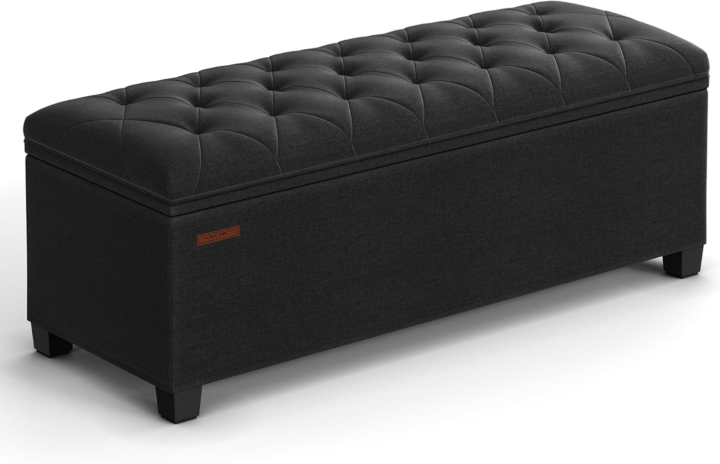 SONGMICS Storage Ottoman Bench, Foot Rest with Legs, 15.7 x 43.3 x 15.7 Inches, End of Bed Bench, Storage Chest, Load up to 660 lb, for Living Room, Bedroom, Entryway, Dark Gray ULSF088G01