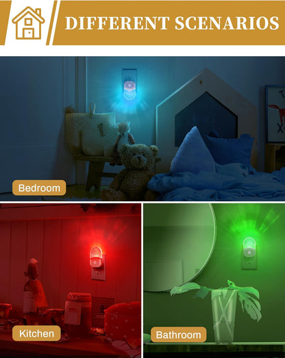 DORESshop Night Lights Plug Into Wall [2 Pack], Amber Warm Night Light, 1800K, Dusk to Dawn Sensor, Adjustable Brightness LED Night Light for Bathroom, Hallway, Stairway