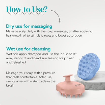 HEETA Hair Scalp Massager Shampoo Brush 2 Pack, Soft Silicone Bristles to Remove Dandruff, Waterproof Hair Scrubber for Both Wet Dry Use, Suitable for Men & Women (Green & Black)