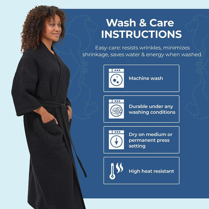 Monarch Square Waffle Spa Kimono Robe for Men or Women