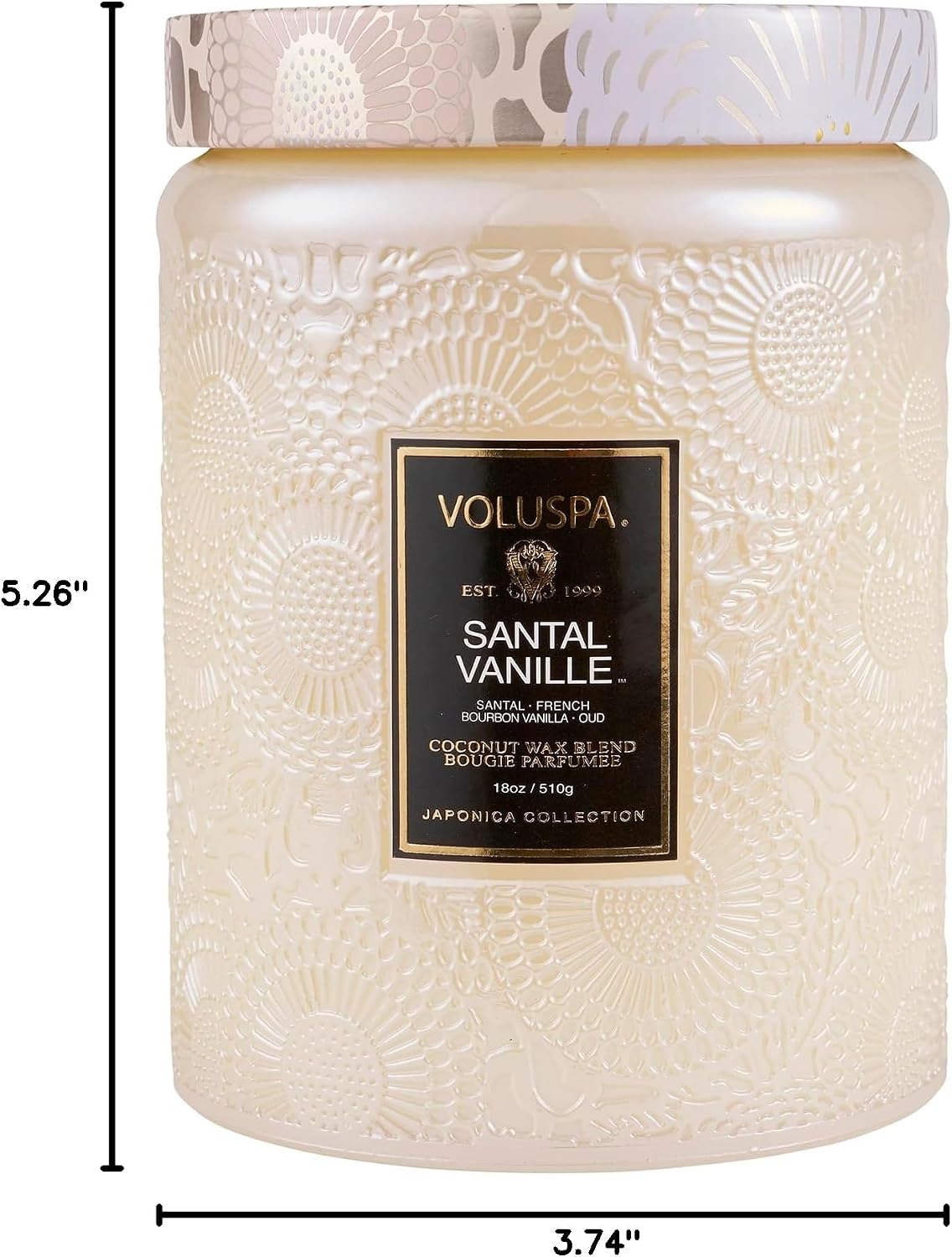 Voluspa Baltic Amber Candle, 18 oz, Coconut Wax Blend, Scented Candles for Home, 100 Hour Burn Time, Candle Jar