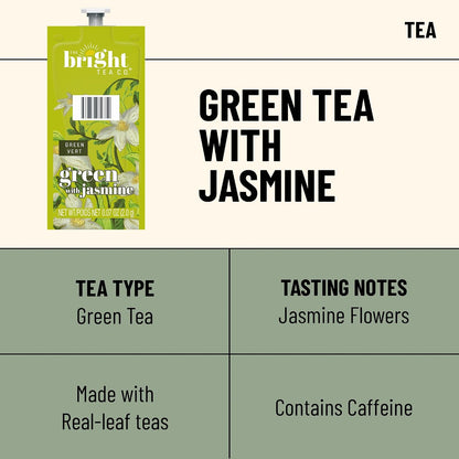 Flavia Bright Tea Co. Green Tea With Jasmine Freshpacks works only with Flavia Brewers (Case of 40)