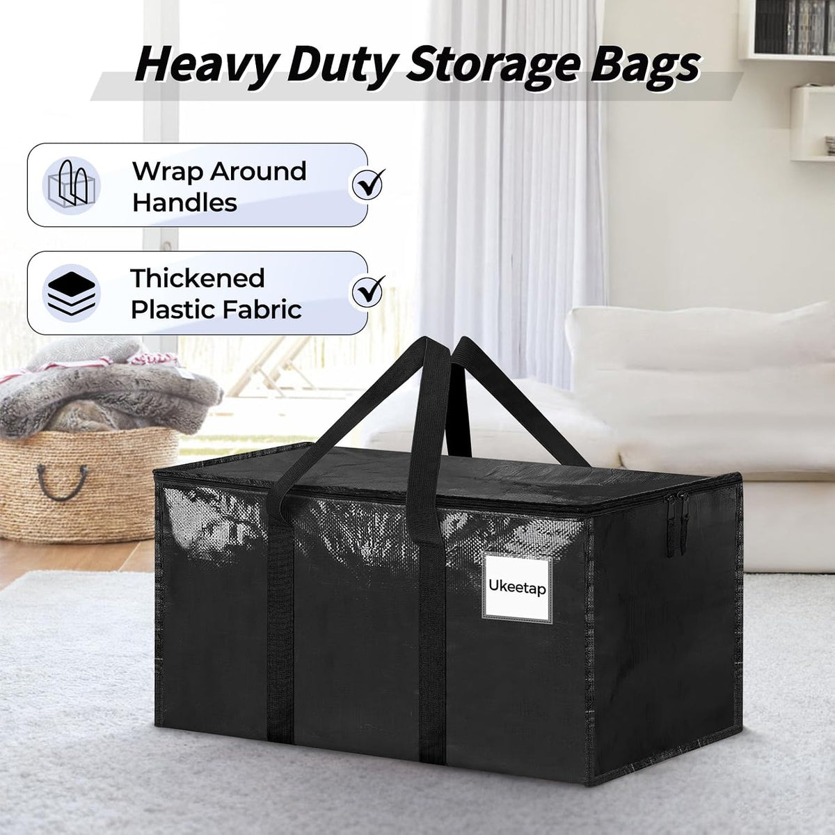 ukeetap Extra Large Clothes Storage Bins with Lids, Clear