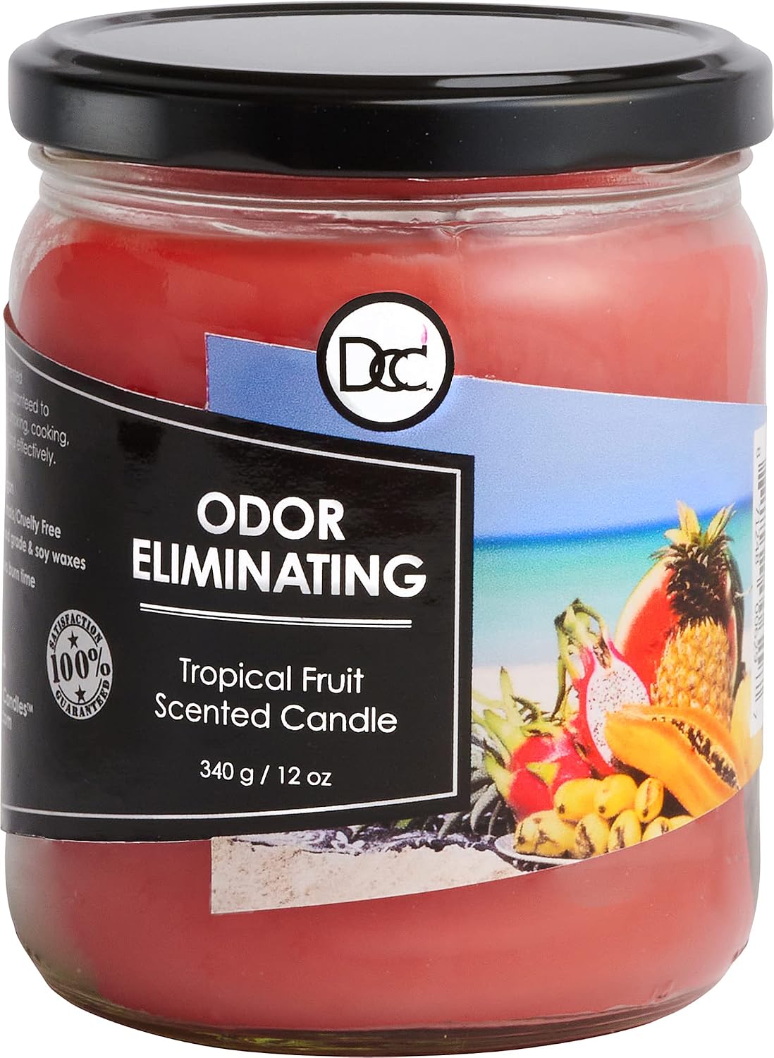 Vanilla Bean Odor Eliminating Highly Fragranced Candle - Eliminates 95% of Pet, Smoke, Food, and Other Smells Quickly - Up to 80 Hour Burn time - 12 Ounce Premium Soy Blend - Colors B