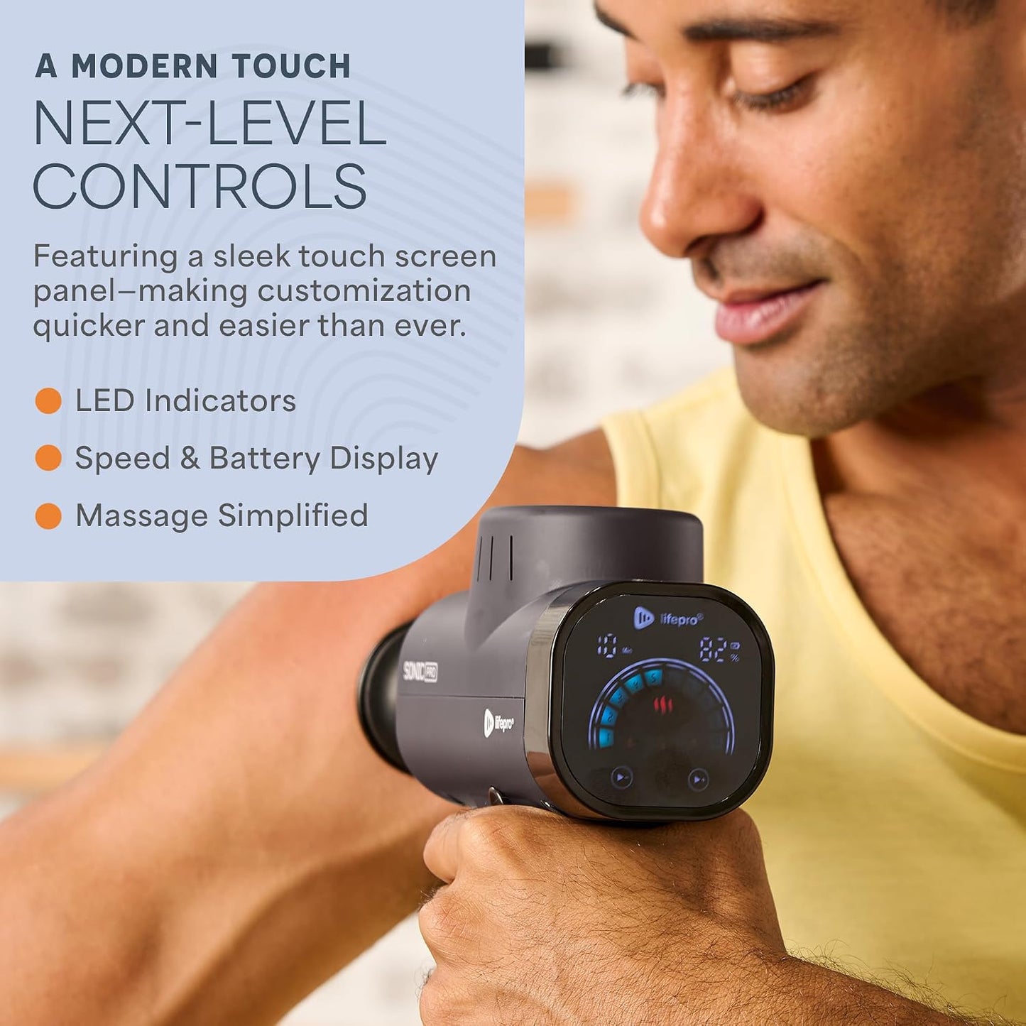LifePro SonicPro Massage Gun Deep Tissue with Heat — Percussion Massager Gun 10 Speeds 9 Heads — Muscle Massager for Athletes Back, Legs, Arms