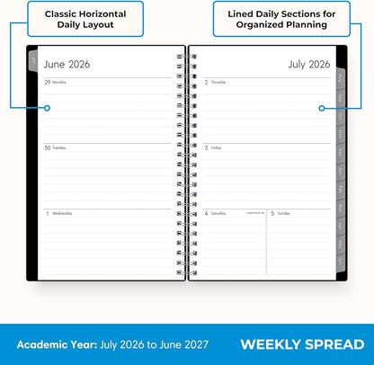 Blue Sky 2026-2027 Weekly and Monthly Academic Year Planner Calendar, July 2026 - June 2027, 8.5" x 11", Flexible Cover, Wirebound, Laminated Tabs, Enterprise