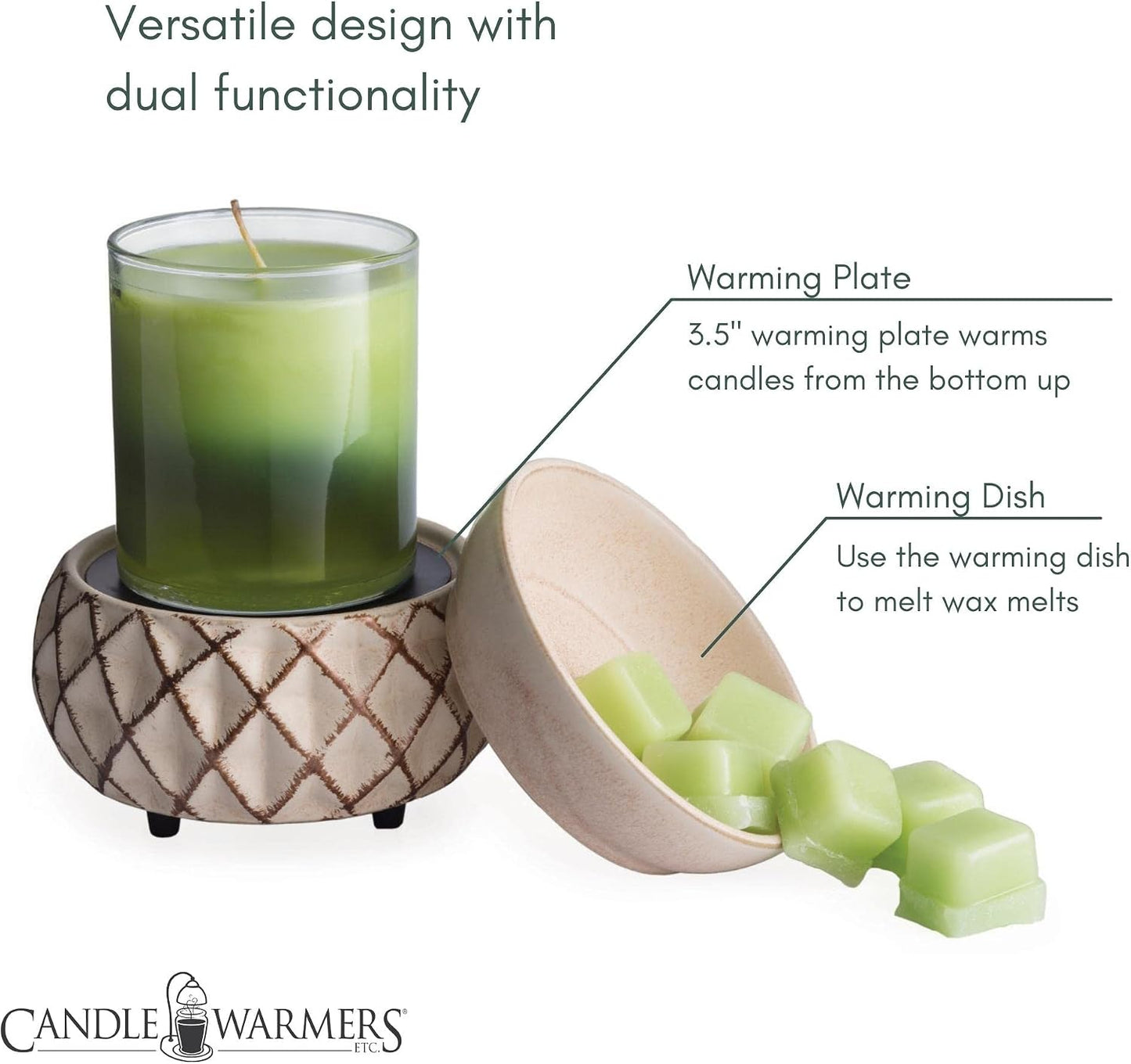 Candle Warmers ETC. Vintage Bulb Illumination Fragrance Warmer- Light-Up Warmer for Warming Scented Candle Wax Melts and Tarts to Freshen Room, Apothecary
