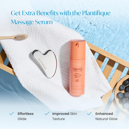 PLANTIFIQUE Stainless Steel Gua Sha and Ice Roller for Face & Body - Cooling Facial Tool Set to Reduce Puffiness, Improve Lymphatic Drainage & Soothe Skin