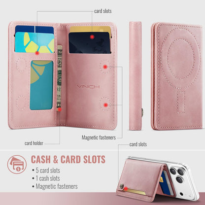 Vinich for MagSafe Wallet Magnetic RFID Blocking Card Holder, Rose Pink