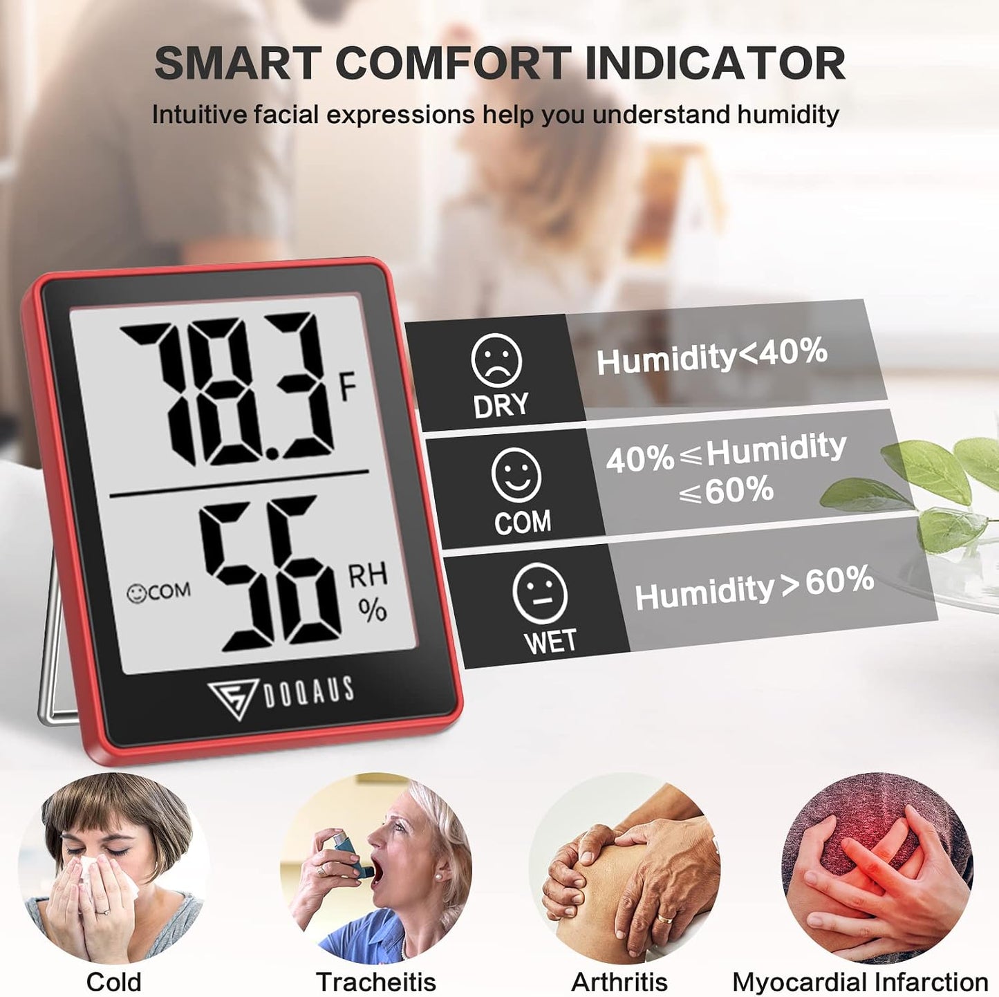 DOQAUS Digital Hygrometer Indoor Thermometer Humidity Meter Room Thermometer with 5s Fast Refresh Accurate Temperature Humidity Monitor for Home, Bedroom, Baby Room, Office, Greenhouse, Cellar (Black)