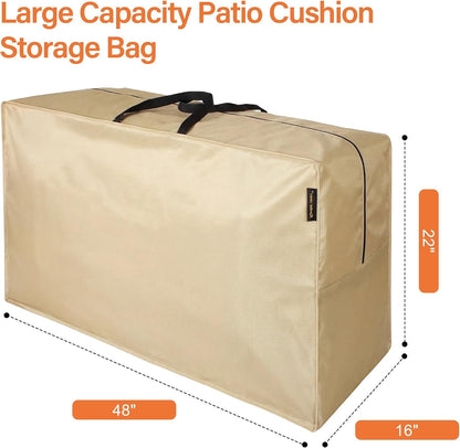 storagebag Patio Cushion Storage Bag, Outdoor Cushion Storage Bag,Waterproof Extra Large Furniture Storage Bag with Handle and Zipper, 48in L x 16in W x 22in H