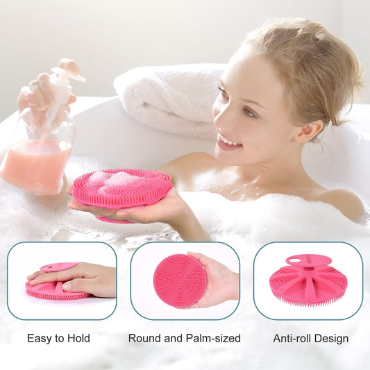 INNERNEED Food-Grade Soft Silicone Body Scrubber Shower Brush, Pink
