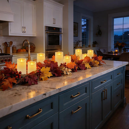 Flameless Candles 4" 5" 6" Outdoor Indoor Pillars Battery Operated Flickering Candles Include 10-Key Remote Timer 400+ Hours by 2 AA Batteries (Ivory Candle - Warm light, 3"D x 4"|5"|6" H - 3 Pack)