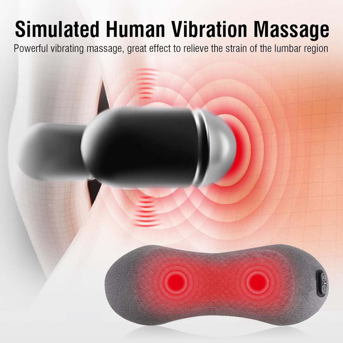USUIE 3-in-1 Rechargeable Electric Lumbar Support Pillow with Heat & Massage & Traction, Ergonomic Lower Back Massager for Pain Relief Deep Tissue, Ideal for Car/Bed/Sleeping/Office Chair/Travel