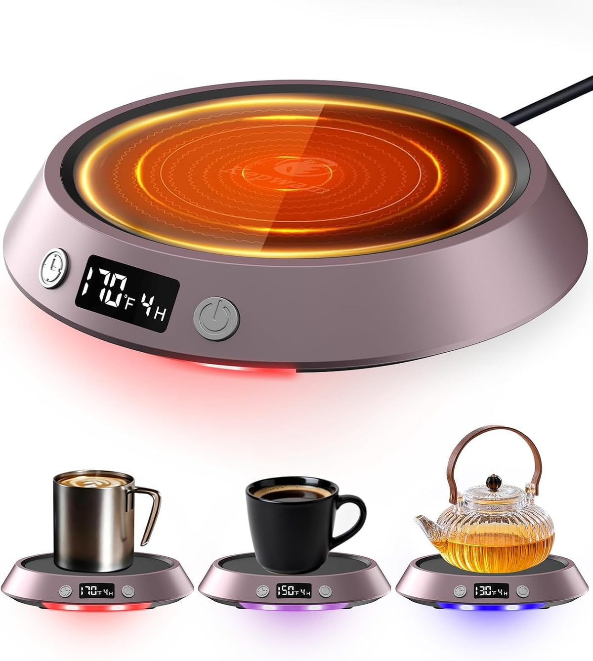 Kepwam Mug Warmer for Desk, Coffee Warmer with 3 Temp Settings & 2-9H Timer