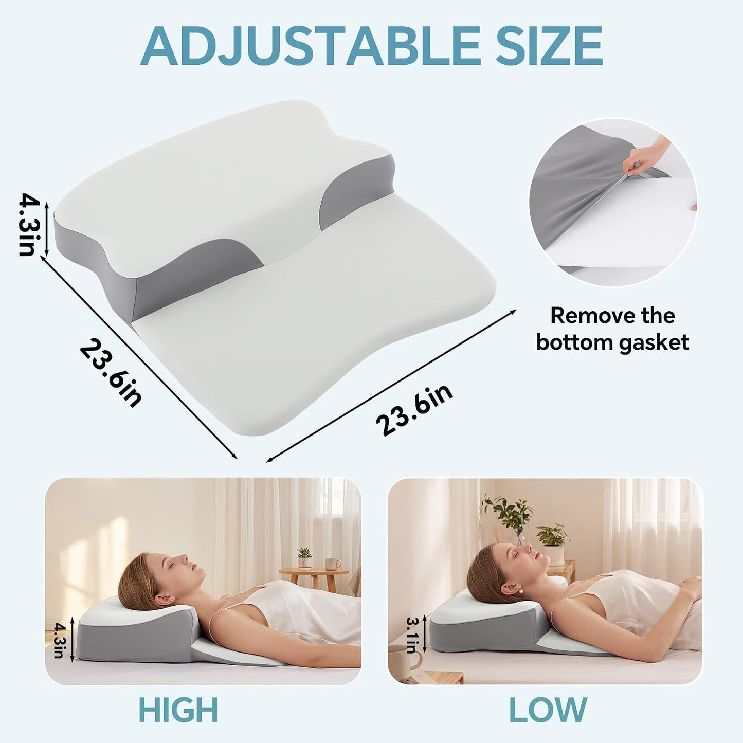 ROYALAY Cervical Neck Pillow for Neck and Shoulder Pain Relief, Ergonomic Memory Foam Core with Cooling Cover, Neck Pillow for Sleeping, Support for Back Sleepers Includes 2 Machine Washable Covers